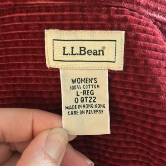 L.L. Bean Red Large Corduroy Button-Up Shirt - Picture 3 of 5